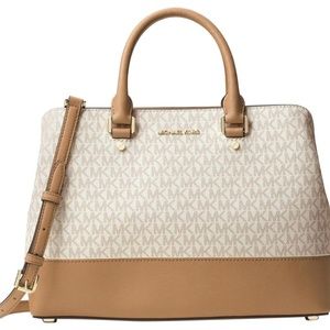 Savannah Large Saffiano /Acorn/Gold Polyester/Pvc/